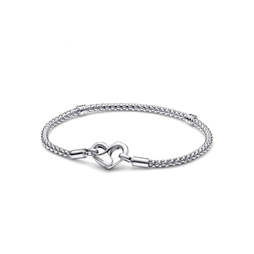 Women's Pandora Silver Beaded Heart Clasp Bracelet Size 6.25 NWOT